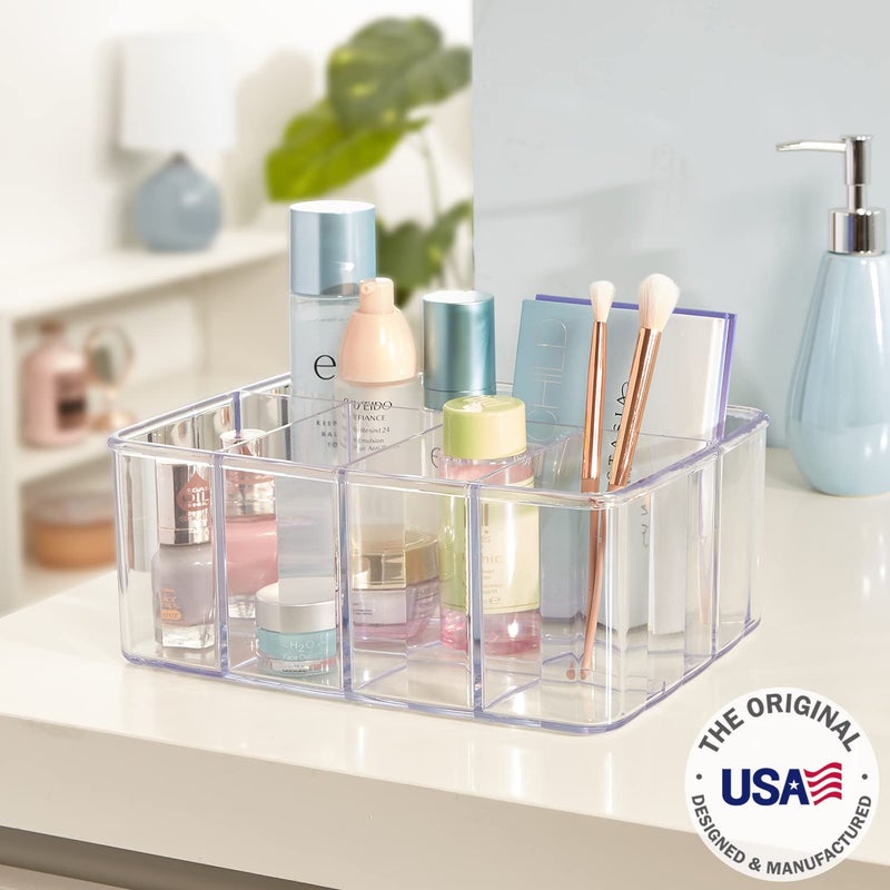 STORi 5-Compartment Clear Plastic Organizer | Rectangular Divided Makeup and Vanity Storage Bin and Office Desk Caddy | Scalloped Wall Design | Made in USA - Image 2